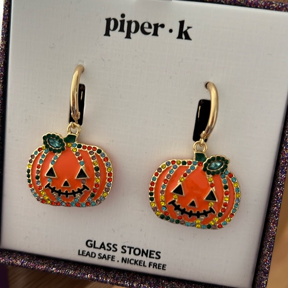 Piper k pumpkin dangle earrings Halloween - Picture 2 of 6